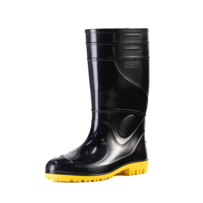 Bota PVC Longo Preta Solado Amarelo CA 36026 Segurança