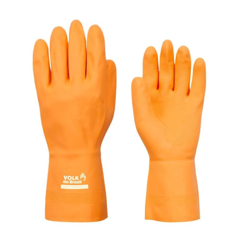 Luva Látex Neoprene Laranja Super Reforçada Volk | CA16311