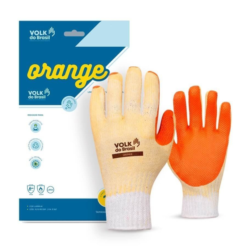 Luva Emborrachada Orange Autosserviço Volk (1 Par) CA 21367