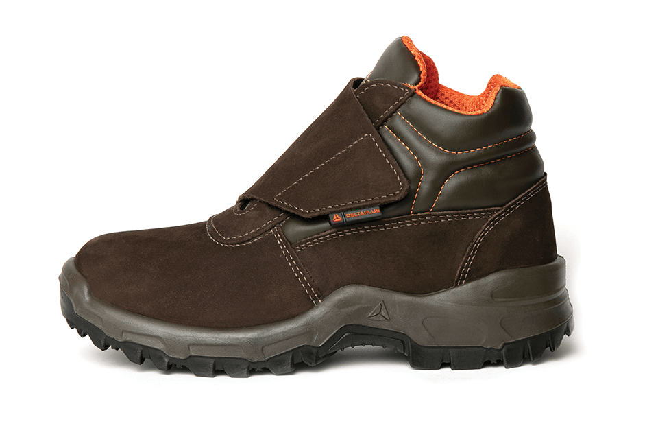 Botina Bidensidade com Velcro e Bico de PVC Nobuck Marrom