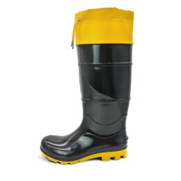 Bota de PVC Cano Longo com Polaina 35cm Preta com Forro e Solado Amarelo 215SACP - Cartom | CA - 51055