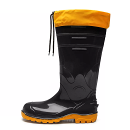 Bota de PVC Cano Longo com Polaina 42cm Preta com Forro e Solado Amarelo 85BPL600PL - Bracol | CA - 37455