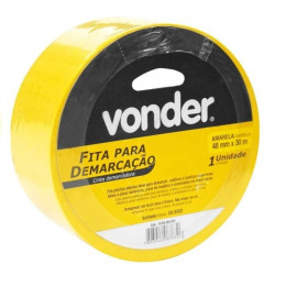 Fita Adesiva para Demarcação 48 mm x 30 m Amarela - Vonder (6 Unidades)