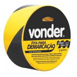 Fita Adesiva para Demarcação 48 mm x 30 m Zebrada - Vonder (6 Unidades)