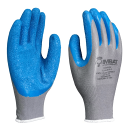 Luva de Algodão com Banho de Látex Corrugado Azul LVABLAZ - Imbat (12 Pares) | CA - 41748