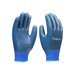 Luva de Poliéster com Banho Nitrilíco Azul Wave Nitril LVSBONAZ - Imbat (12 Pares) | CA - 41723