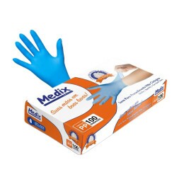 Luva de Procedimento Nitrílica Descartável ANVISA Azul sem Pó - Medix (100 Unidades) | CA - 44951 / 48246 / 48412