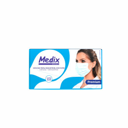 Máscara de TNT Tripla Descartável ANVISA Azul com Elástico - Medix (50 Unidades)