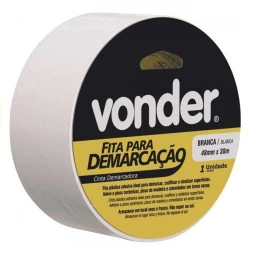 Fita Adesiva para Demarcação 48 mm x 30 m Branca - Vonder (6 Unidades)