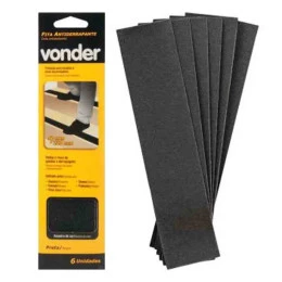 Fita Antiderrapante 50 mm x 220 mm Preta - Vonder (6 Unidades)