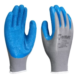 Luva de Algodão com Banho de Látex Corrugado Azul LVABLAZ - Imbat (12 Pares) | CA - 41748