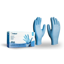 Luva Nitrílica Descartável Azul Light sem Talco LVSANA100 - Imbat (100 Unidades) | CA - 48294