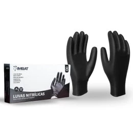 Luva Nitrílica Preta Heavy Descartável sem Talco LVSANP50 - Imbat (50 Unidades) | CA - 48295