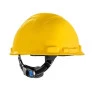 Vista Posterior do Capacete Classe A e B Amarelo com Ajuste Fácil 3M