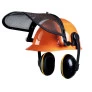 Kit Roçador Capacete Classe A e B Laranja com Abafador e Protetor Facial com Malha de Aço Camper 1