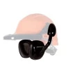 Imagem ilustrastiva de um abafador concha acoplada em um capacete